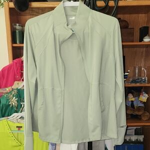Avia Light Green Soft Sculpt Athletic Zip Front Jacket Thumb Hole Cuff 4 Way